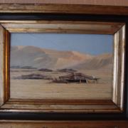 Paysage de désert, huile sur bois, signé, 26 x 16,5 cm